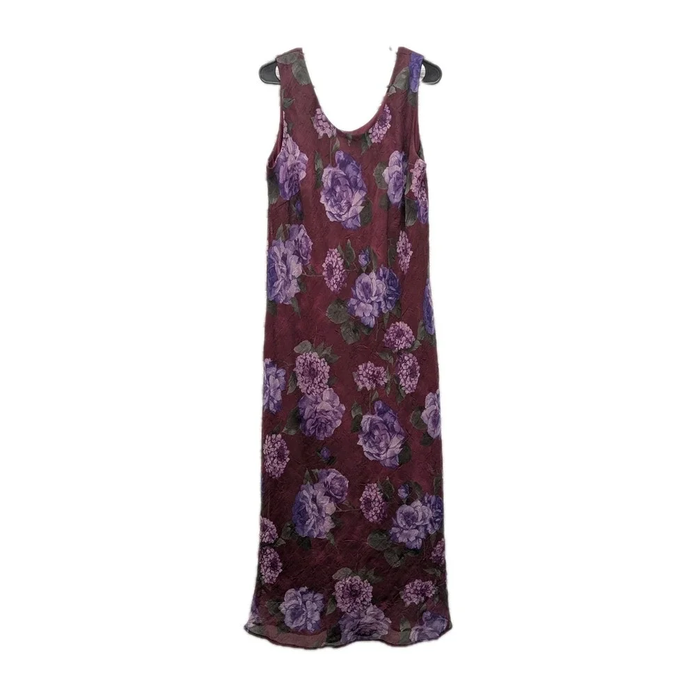 Whimsigoth Cottagecore Purple Floral Maxi Dress‎ 2PC Vintage Size 18